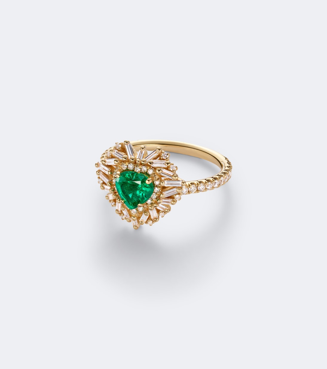 Suzanne Kalan - 18kt gold ring with emerald and diamonds