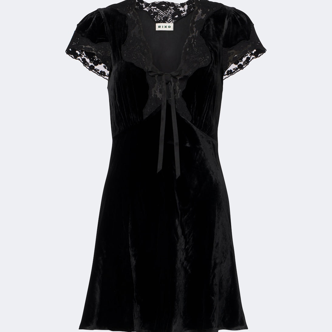Rixo - Lacie lace-trimmed velvet minidress