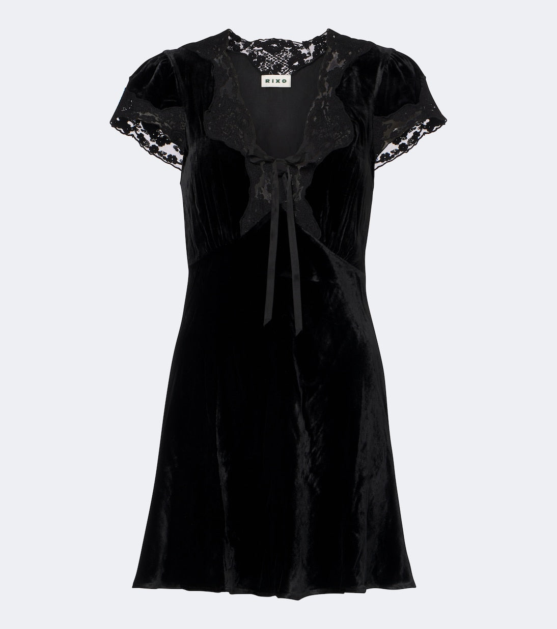 Rixo - Lacie lace-trimmed velvet minidress