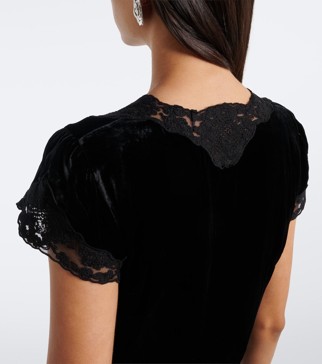 Rixo - Lacie lace-trimmed velvet minidress