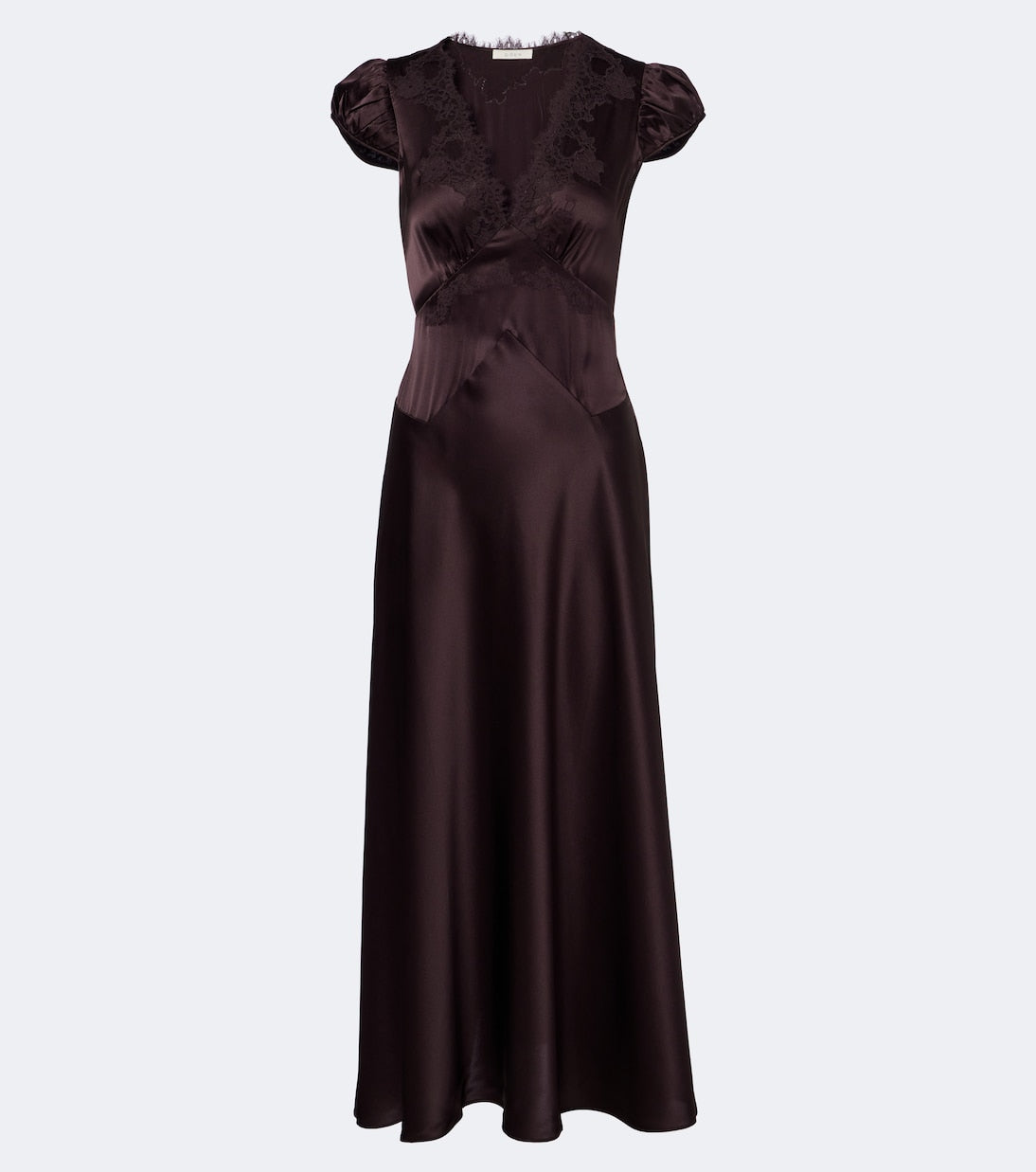 Dôen - Coraline lace-trimmed silk satin midi dress
