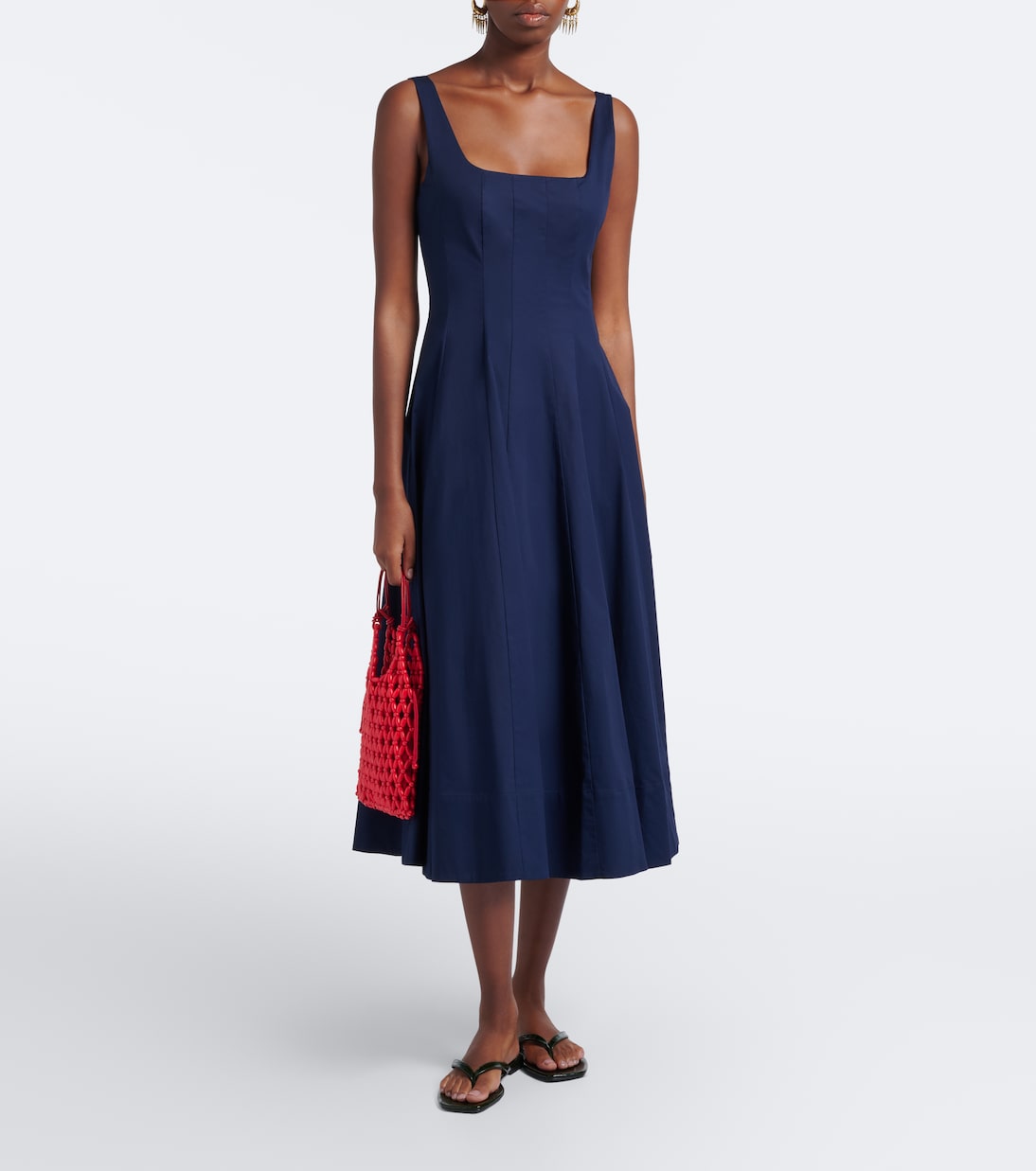 Staud - Wells cotton poplin midi dress