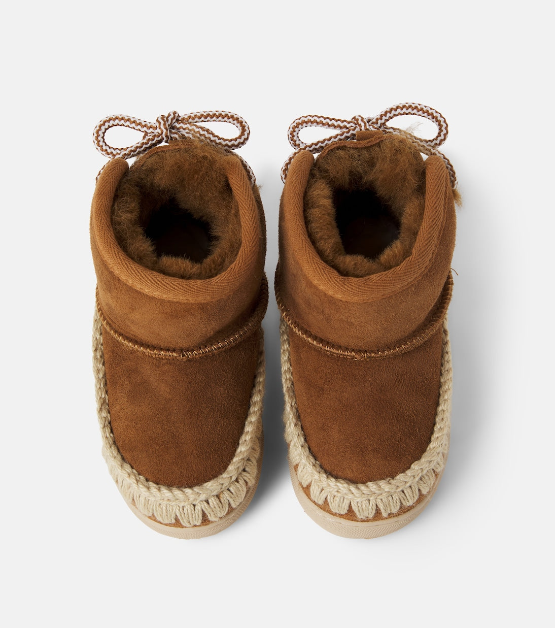 Mou Kids - Embroidered shearling-lined suede boots