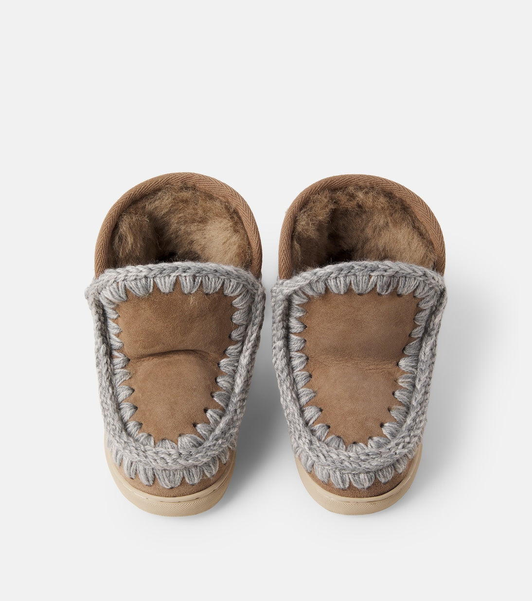 Mou Kids - Embroidered shearling-lined suede boots
