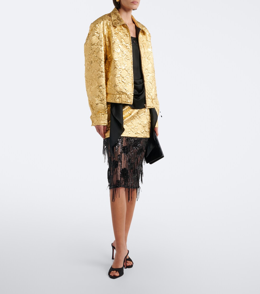 Jacques Wei - Embroidered draped satin camisole