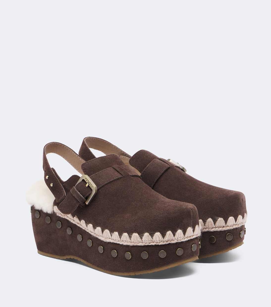 Mou - Shearling-lined suede clogs