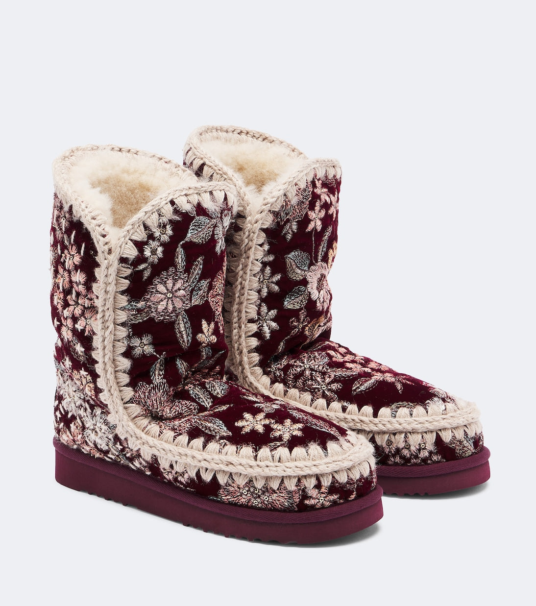 Mou - 24 shearling-lined velvet ankle boots