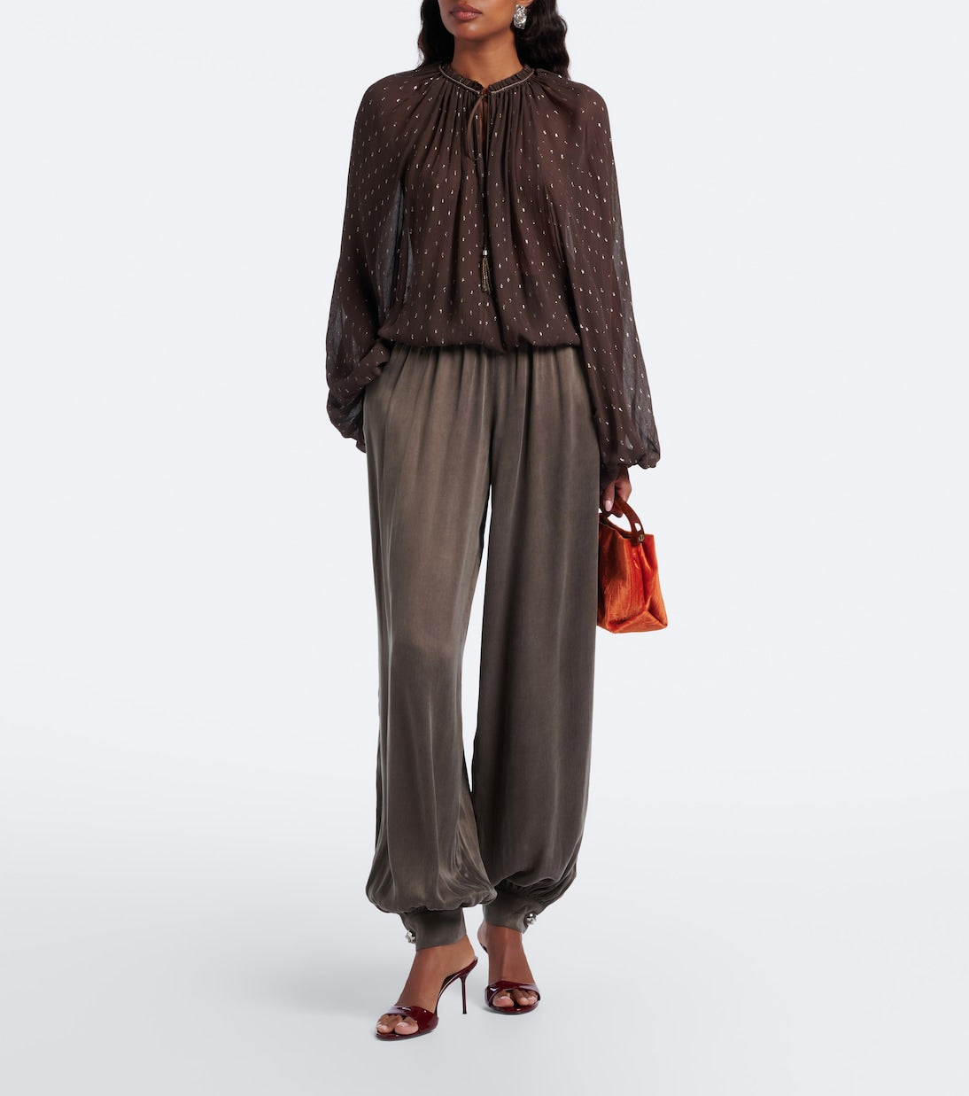 Jacques Wei - Leather-trimmed balloon pants