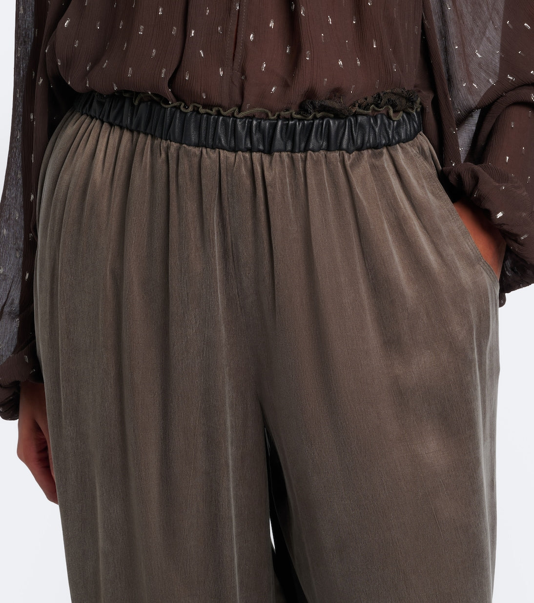 Jacques Wei - Leather-trimmed balloon pants