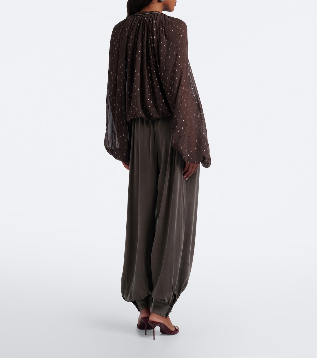 Jacques Wei - Leather-trimmed balloon pants
