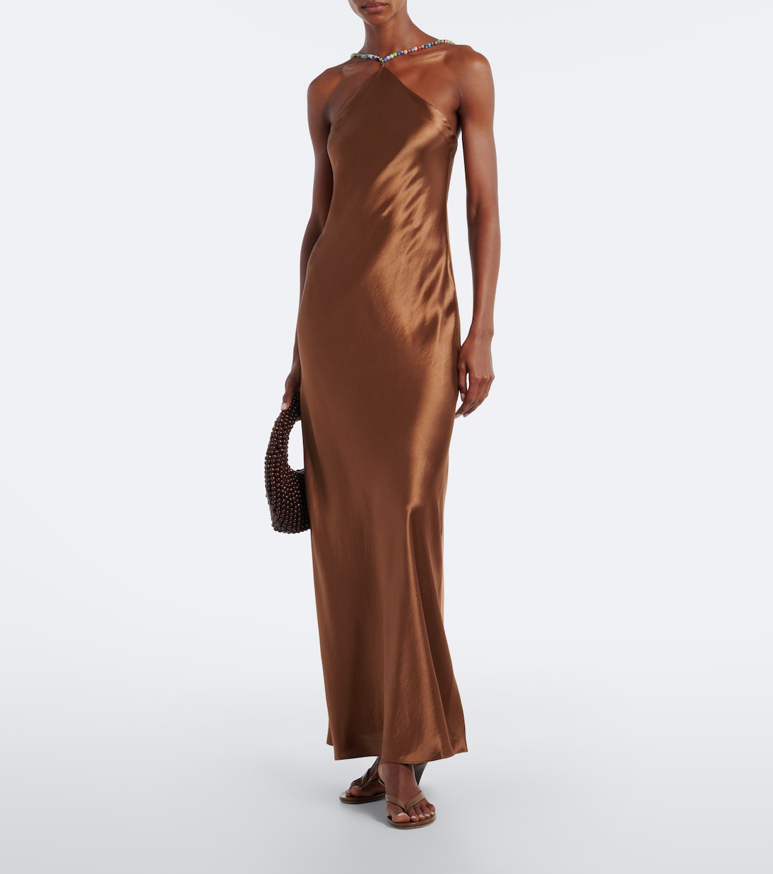 Staud - Cedence beaded satin slip dress