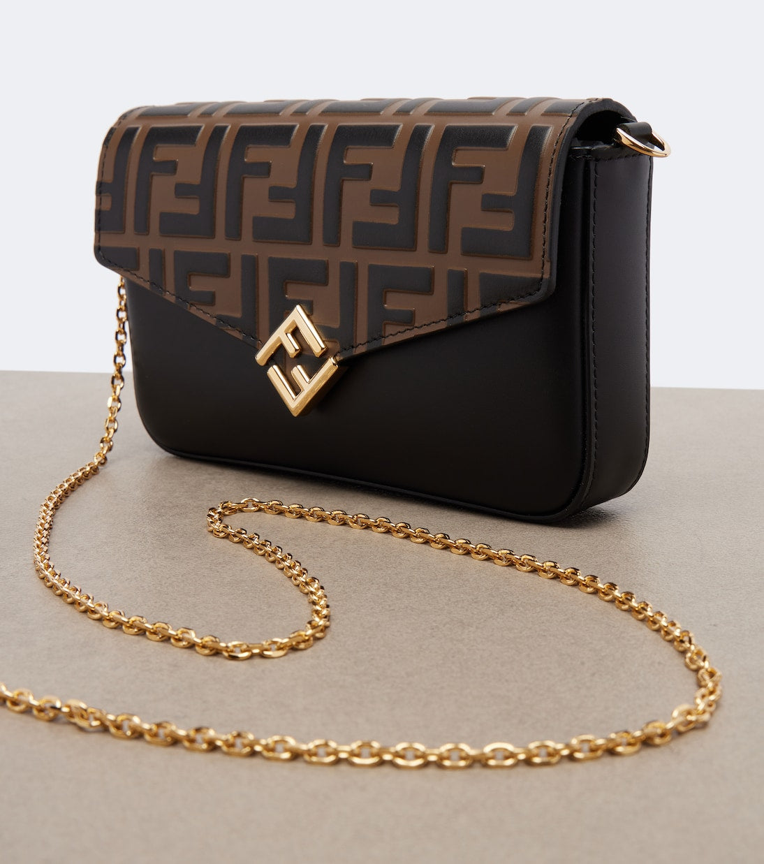 Fendi - FF Diamonds leather wallet on chain