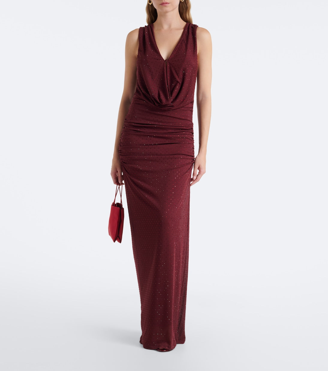 Rotate - Embellished ruched halterneck chiffon gown