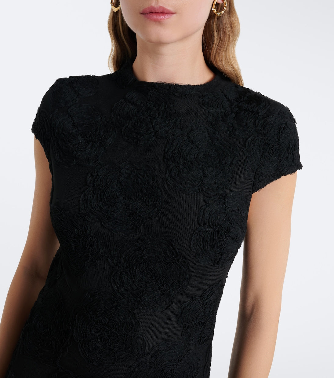Rotate - Embroidered floral mesh gown