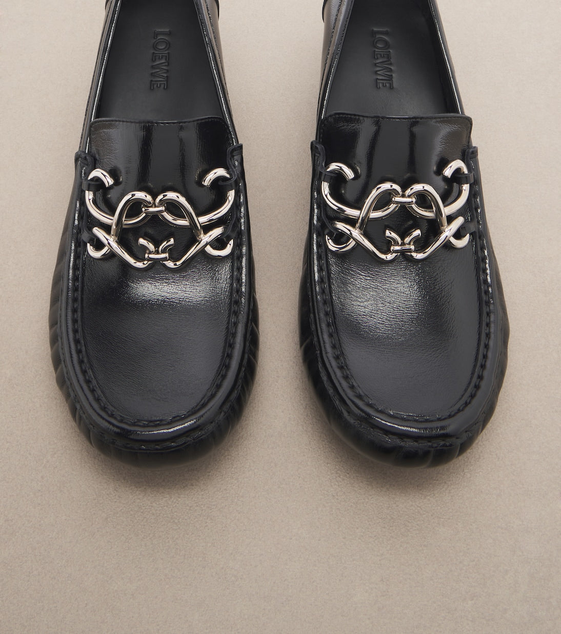 Loewe - Oval Double L leather loafer pumps