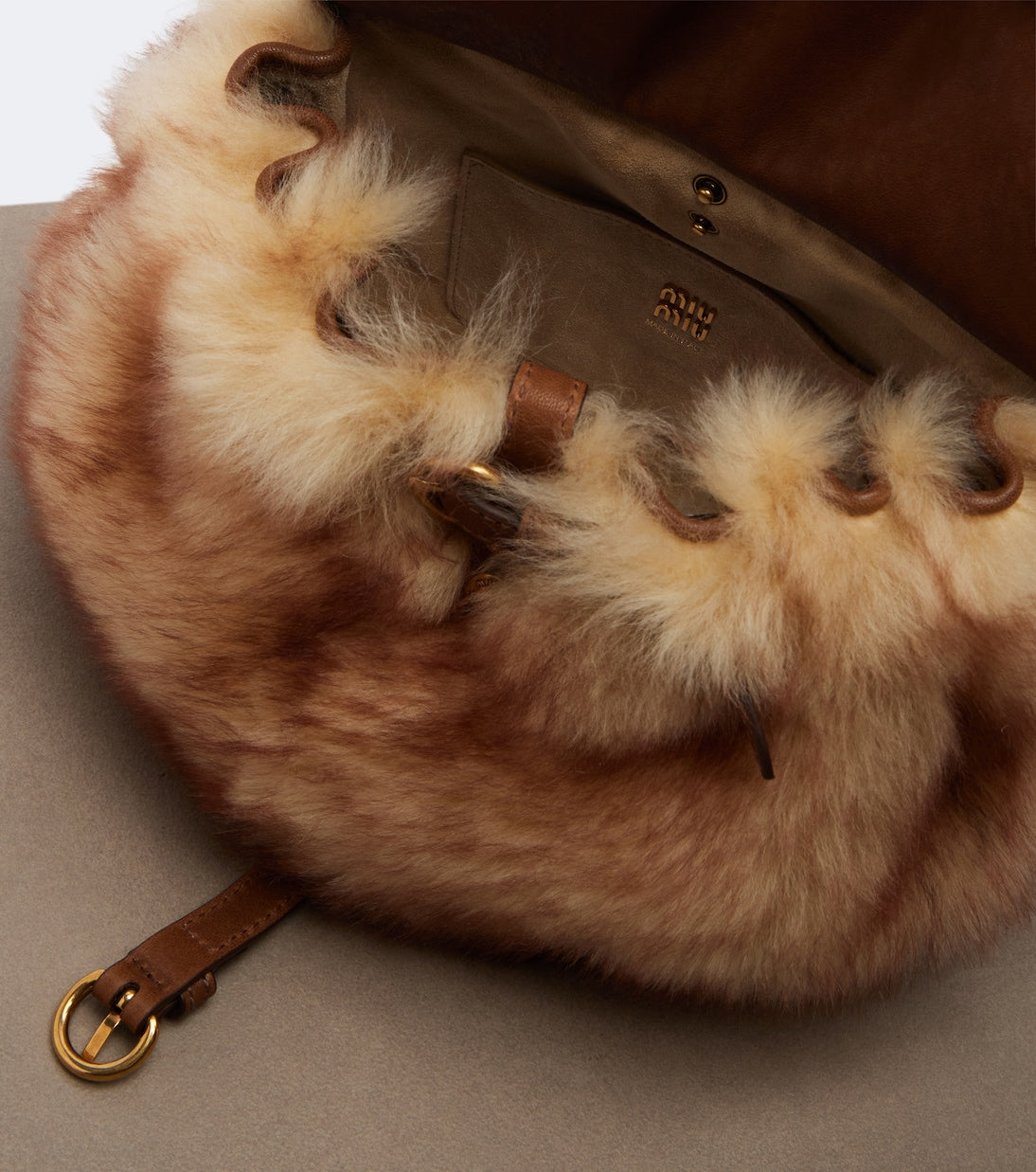 Miu Miu - Rendez-vous studded shearling tote bag