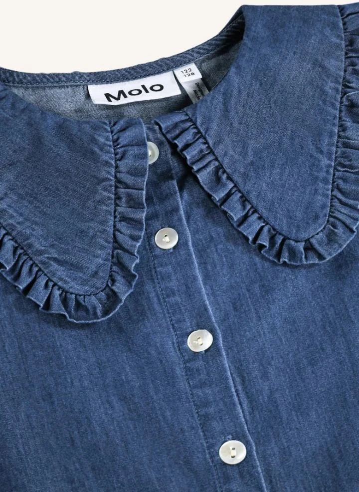 Molo - Robbin Denim Collar Blouse Organic Cotton | Blue