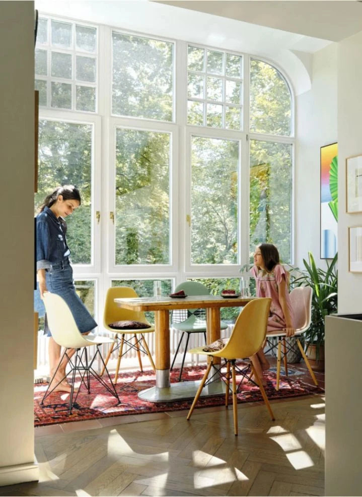 Vitra - DSW plastic chair - maple base - Charles &amp; Ray Eames | Mustard