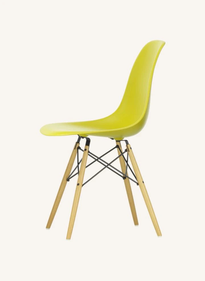 Vitra - DSW plastic chair - maple base - Charles &amp; Ray Eames | Mustard
