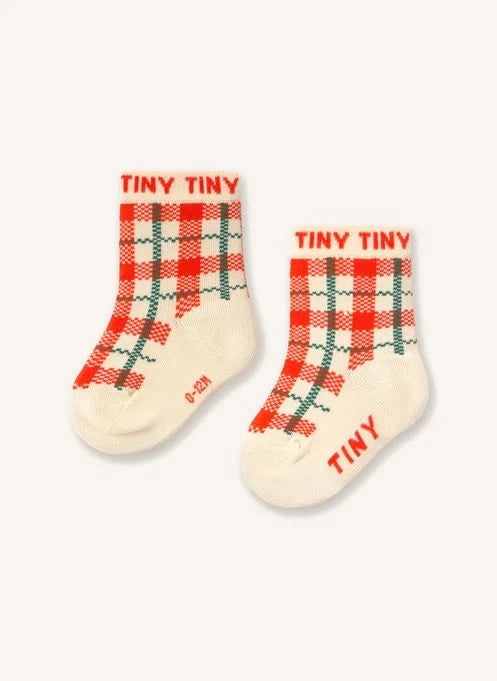 Tinycottons - Baby Checkered Socks | Ecru