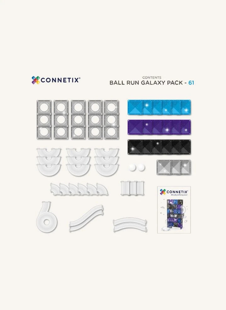 Connetix - Ball Run Galaxy Set - 61 pieces | Glitter